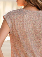 Heathered Round Neck Cap Sleeve T-shirt (12)