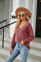 V-neck Long Sleeve T-shirt (16)
