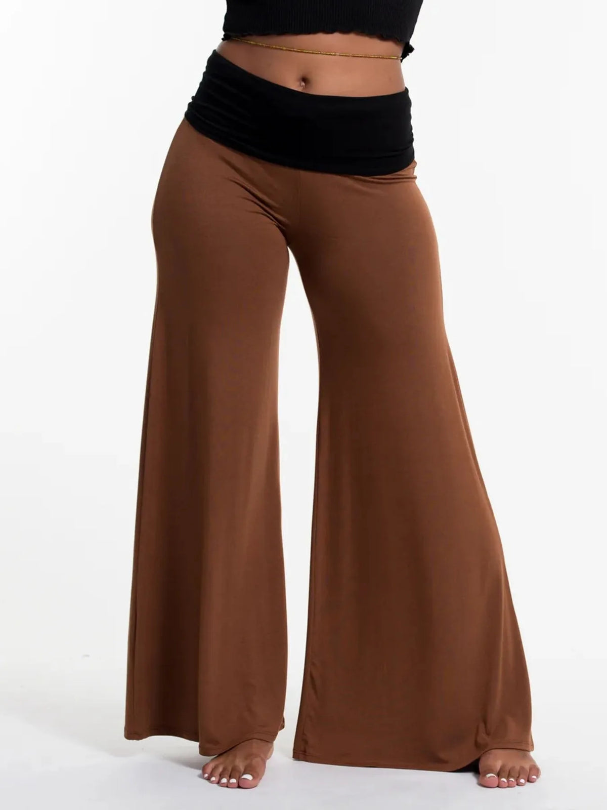 High Waisted Wide Leg Yoga Pants Contrast Waistband (17)