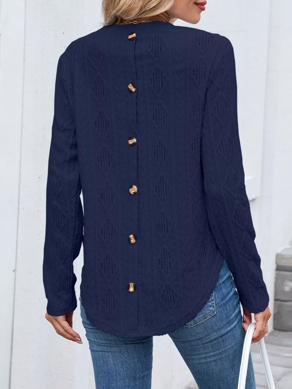 Openwork Textured Long Sleeve Top (23)