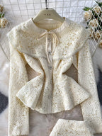 Lace Button Up Top Skirt Set (14)