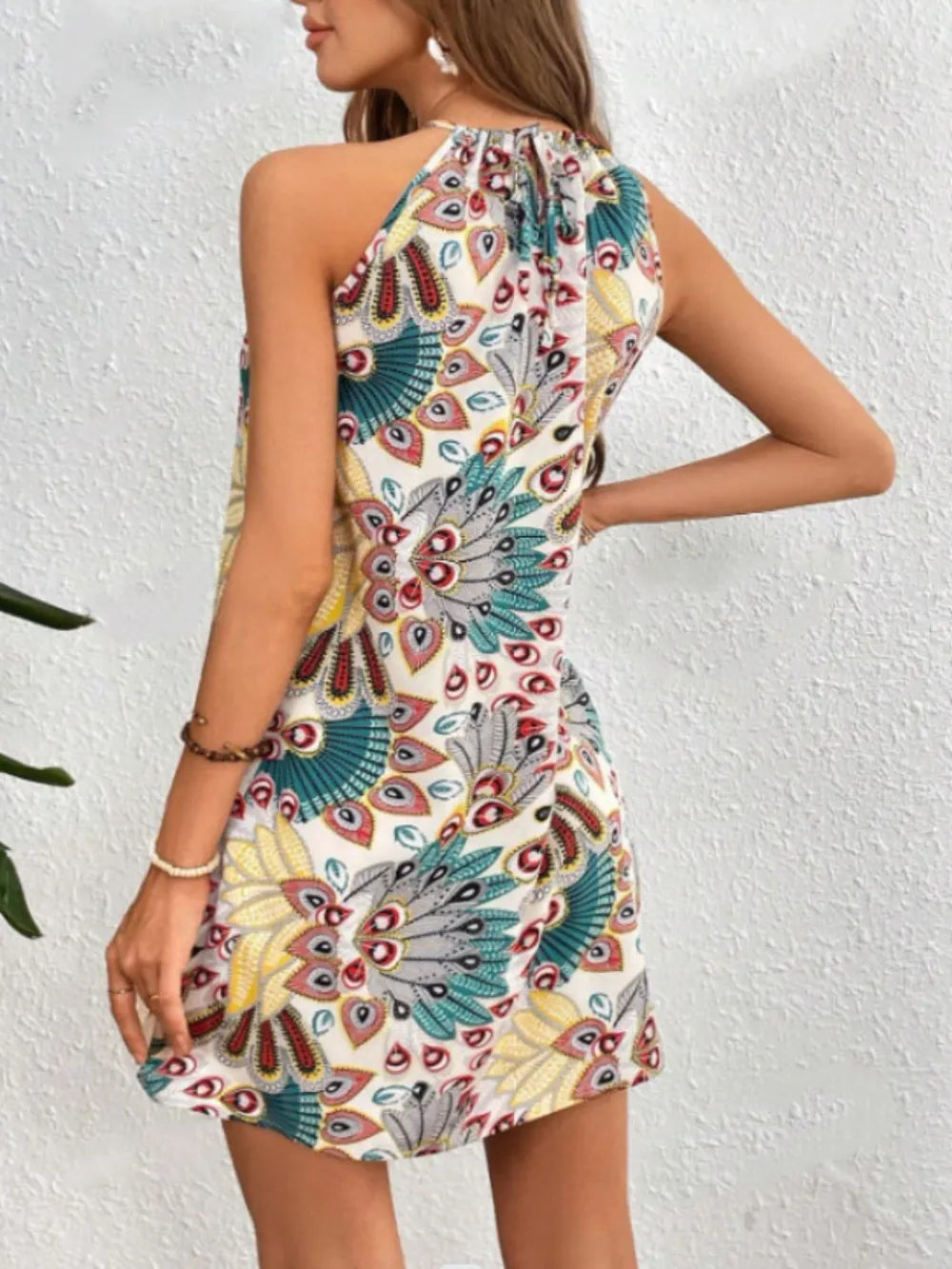 Printed Grecian Neck Mini Dress (9)