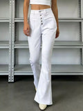 Full Size High-waisted Button-fly Flare Jeans Plus