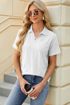 Pocketed Johnny Collar Short Sleeve Blouse (11)