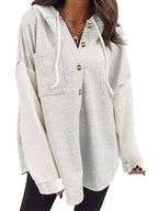 Drawstring Button Front Hoodie (2)