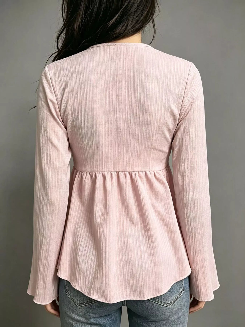 Tie-front Flare Sleeve Blouse (15)