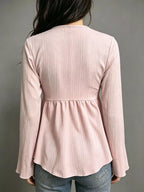 Tie-front Flare Sleeve Blouse (15)