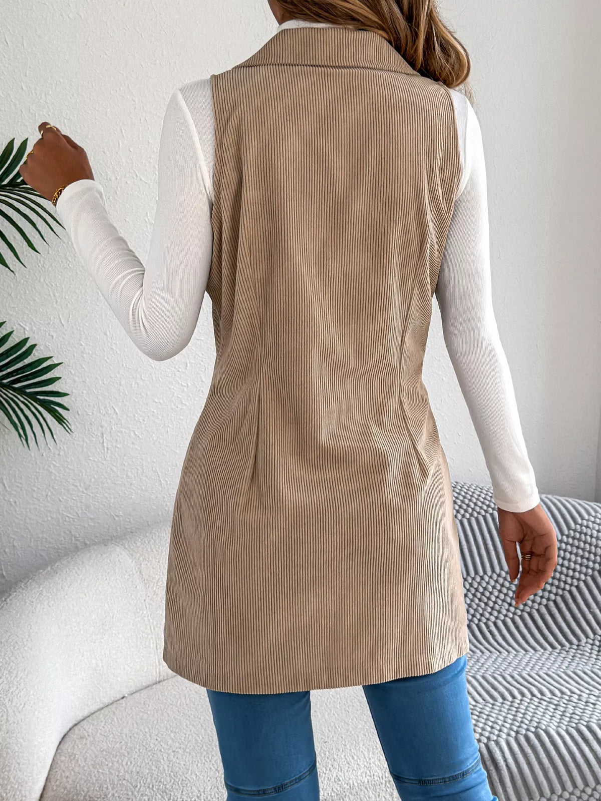 Double-breasted Long Vest Coat (5)