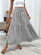 Smocked Waist Tiered Skirt (8)