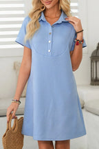 Button Front Short Sleeve Mini Dress (12)
