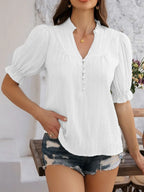 Frill Notched Short Sleeve Blouse (19)