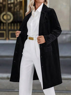Lapel Collar Long Sleeve Longline Coat (8)