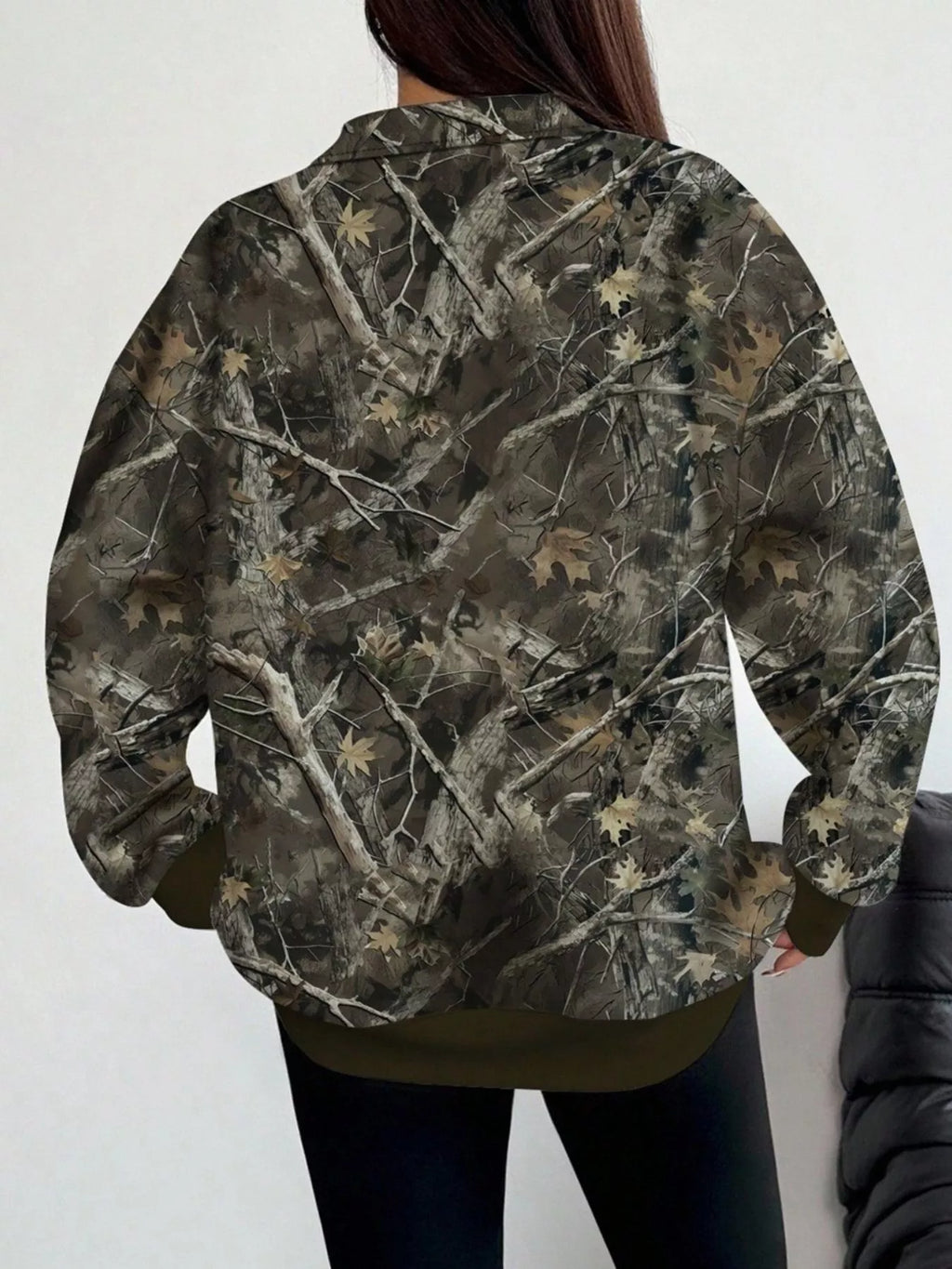 Quarter-zip Printed Sweatshirt Ribbed Cuffs (10)