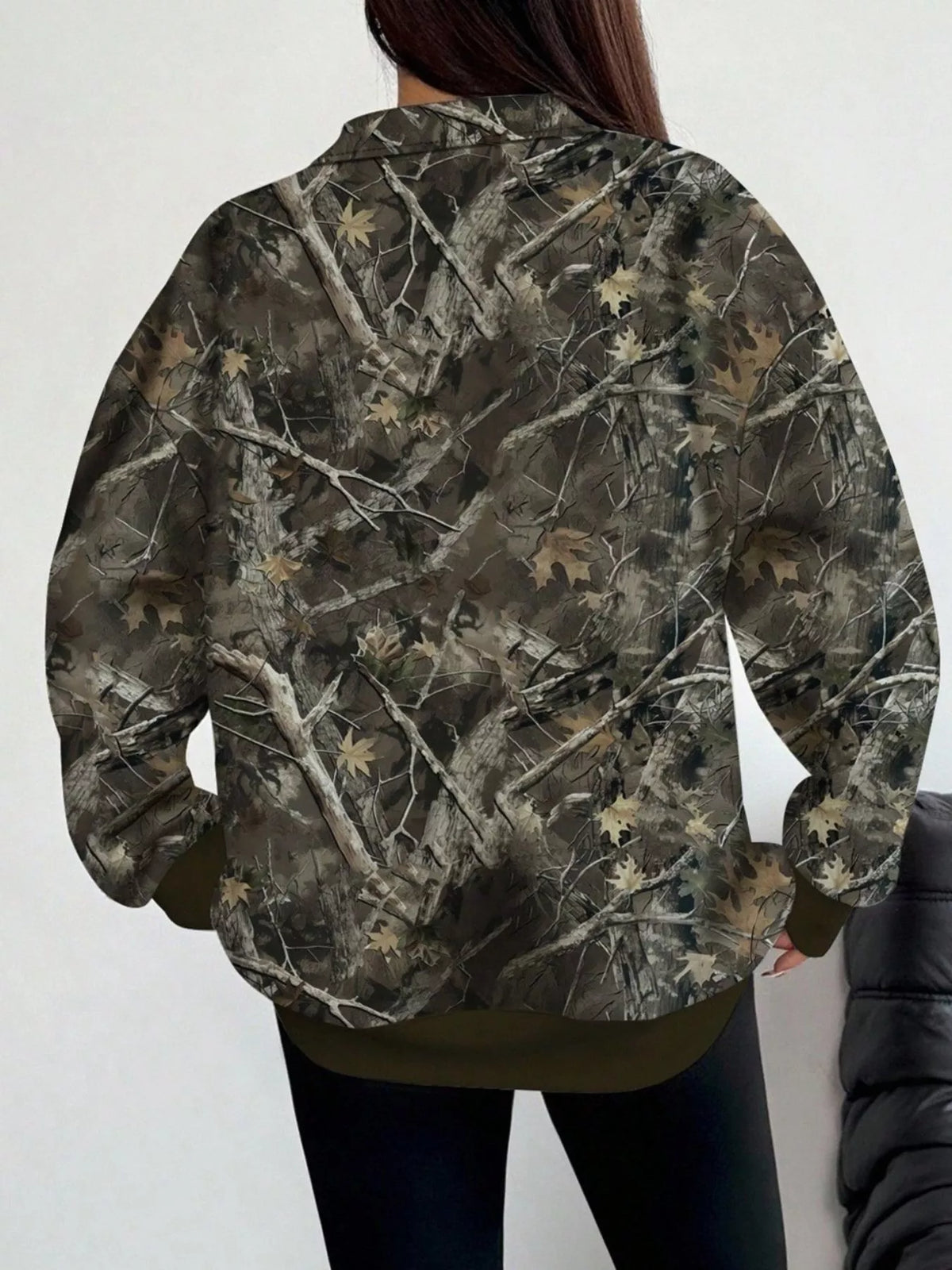 Quarter-zip Printed Sweatshirt Ribbed Cuffs (10)