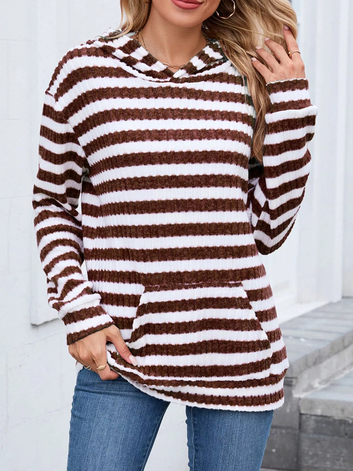 Striped Dropped Shoulder Hoodie (21)
