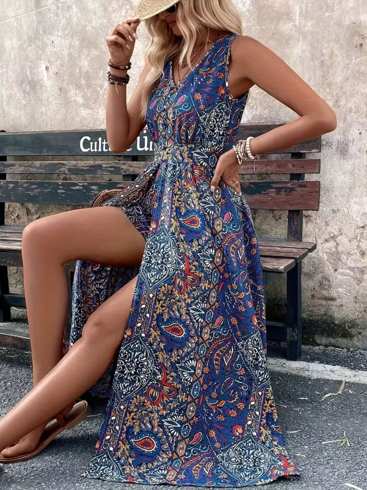 Paisley Print Sleeveless Romper (9)