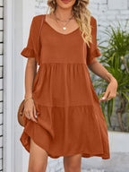 Ruffled Sleeve Tiered Mini Dress (12)