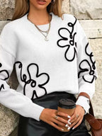 Flower Dropped Shoulder Sweater (10)