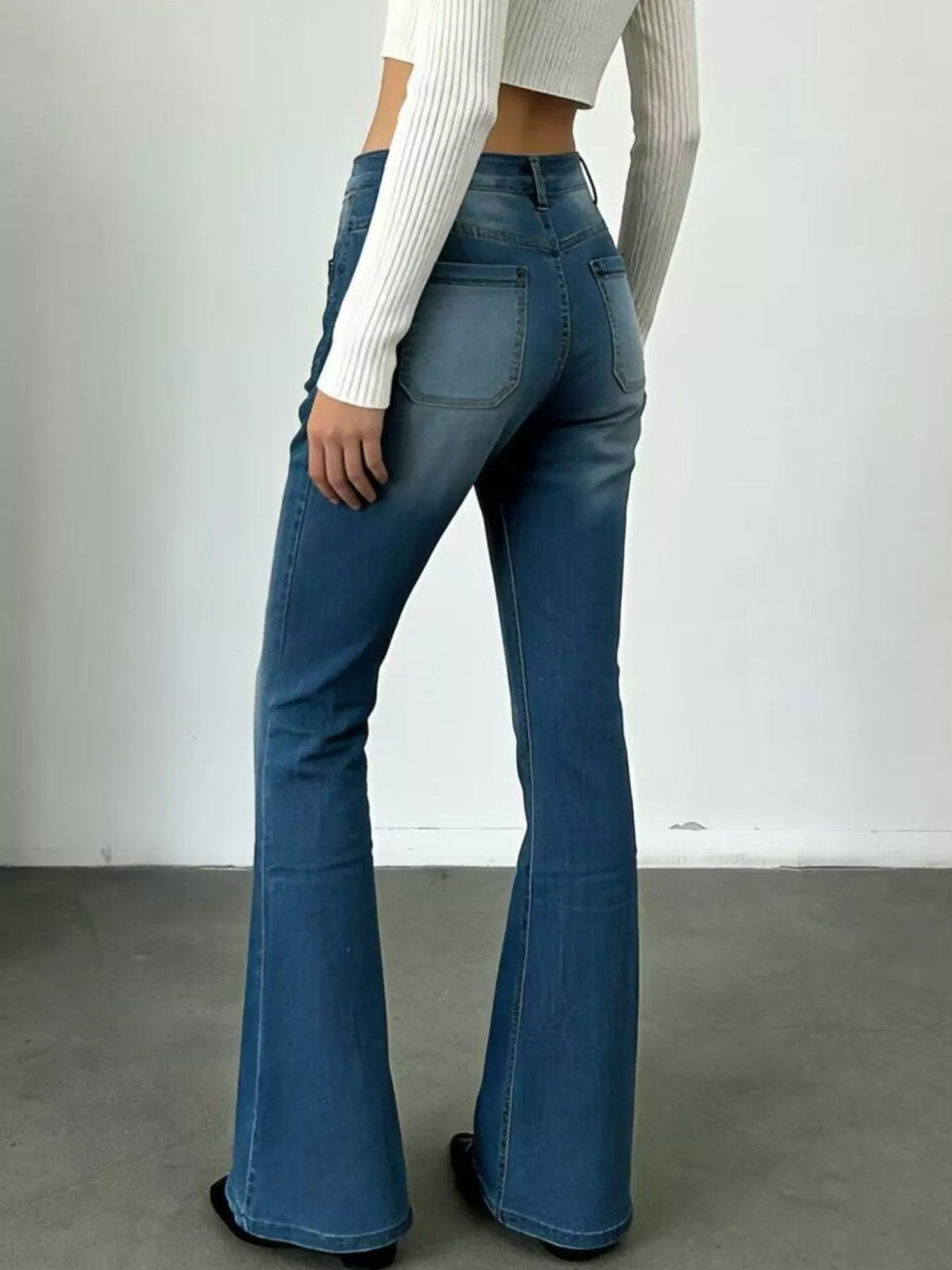 Full Size High-waisted Button-fly Flare Jeans Plus (9)