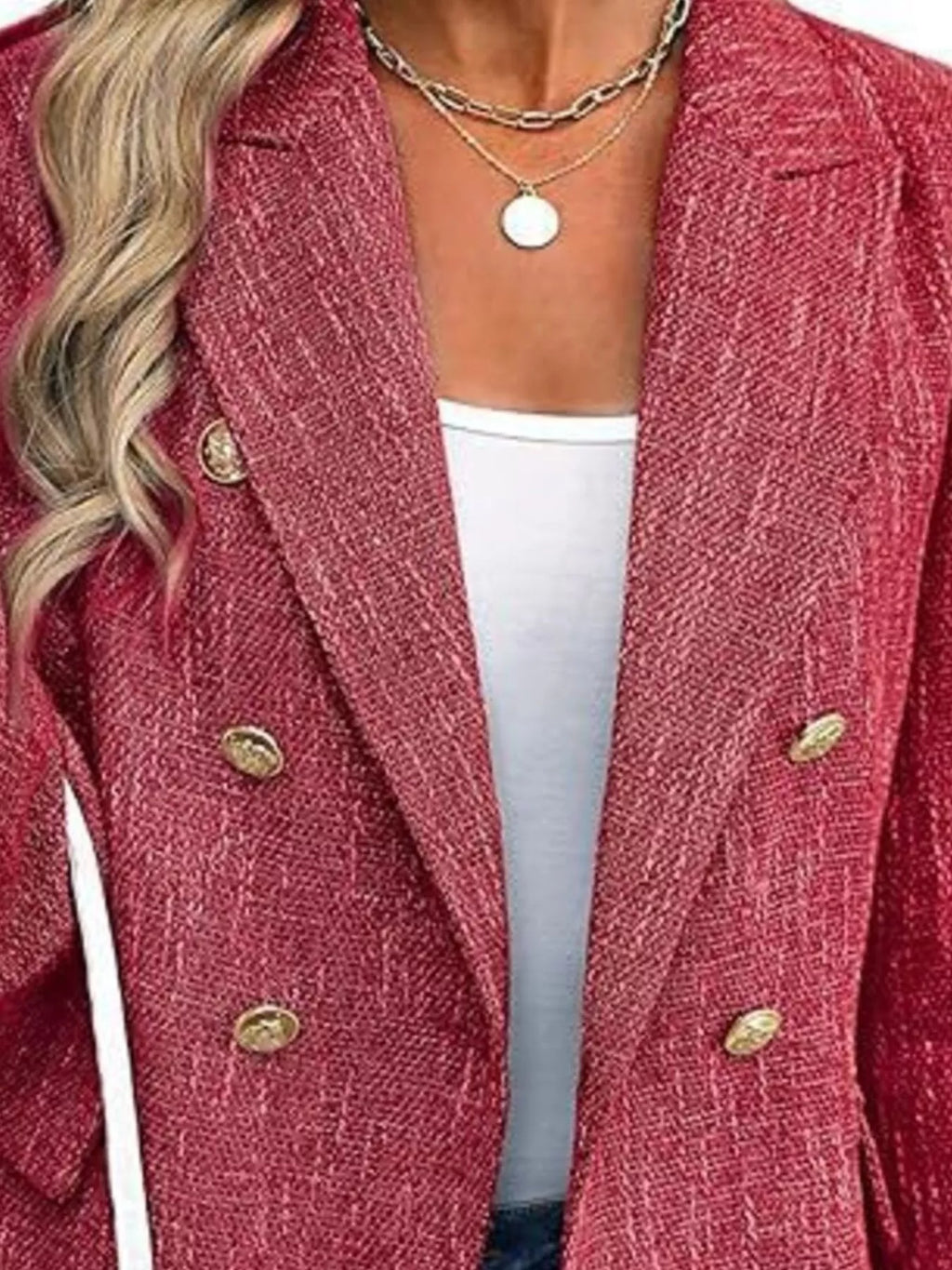 Double-breasted Lapel Collar Blazer (2)