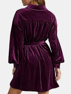 Collared Neck Button Down Long Sleeve Mini Dress (6)