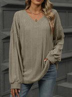 V-neck Long Sleeve T-shirt (11)