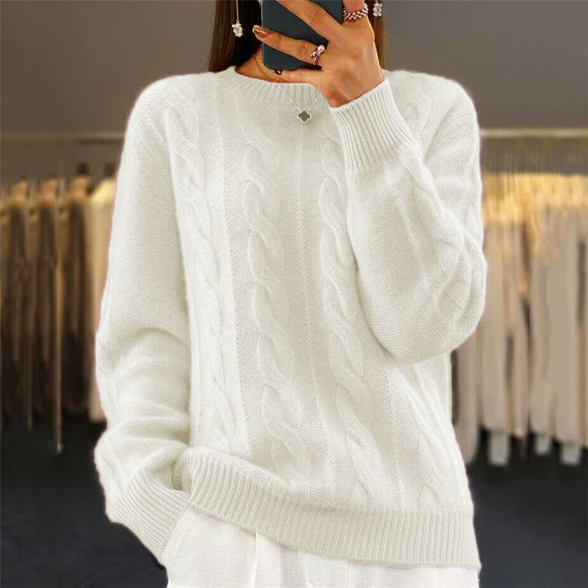 Retro Cable-knit Pullover Sweater variant CJMY210541201AZ|CJMY210541202BY|CJMY210541203CX|CJMY210541204DW|CJMY210541240NM