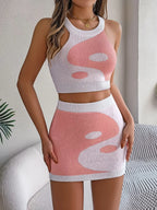 Round Neck Sleeveless Top Skirt Knit Set (5)