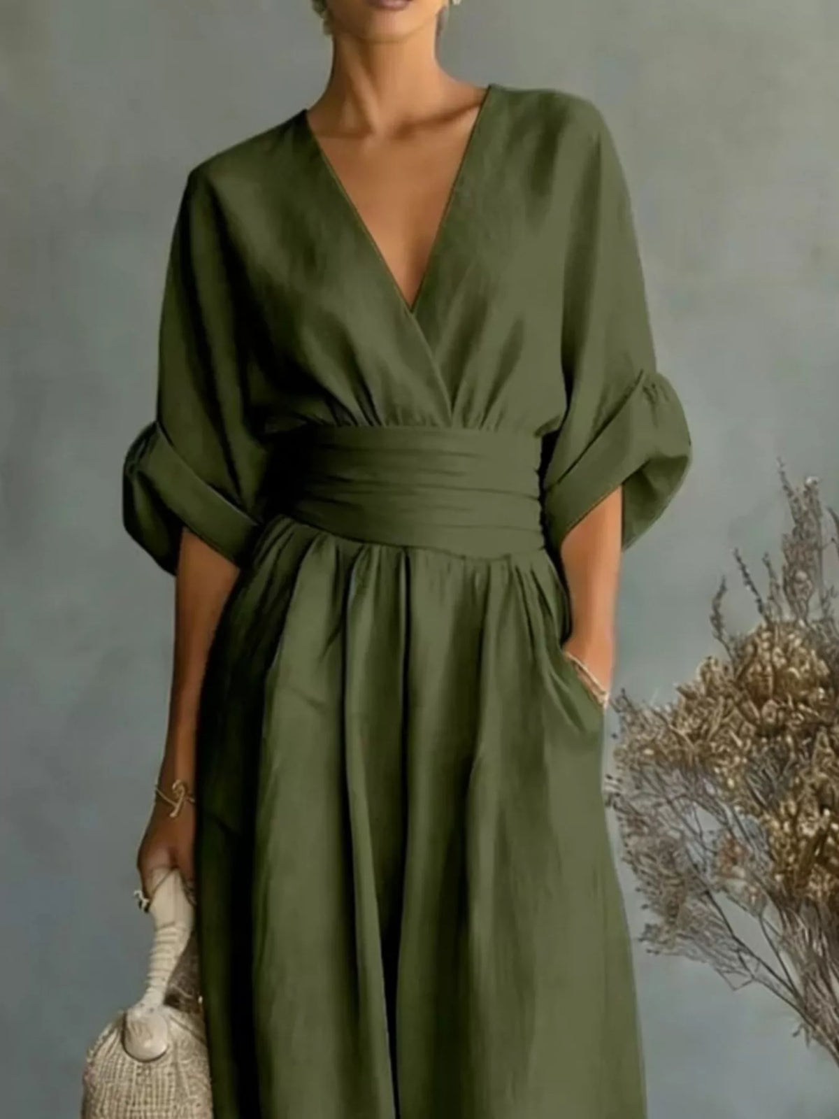 Full Size Half Sleeve Wide-leg Jumpsuit Plus (29)
