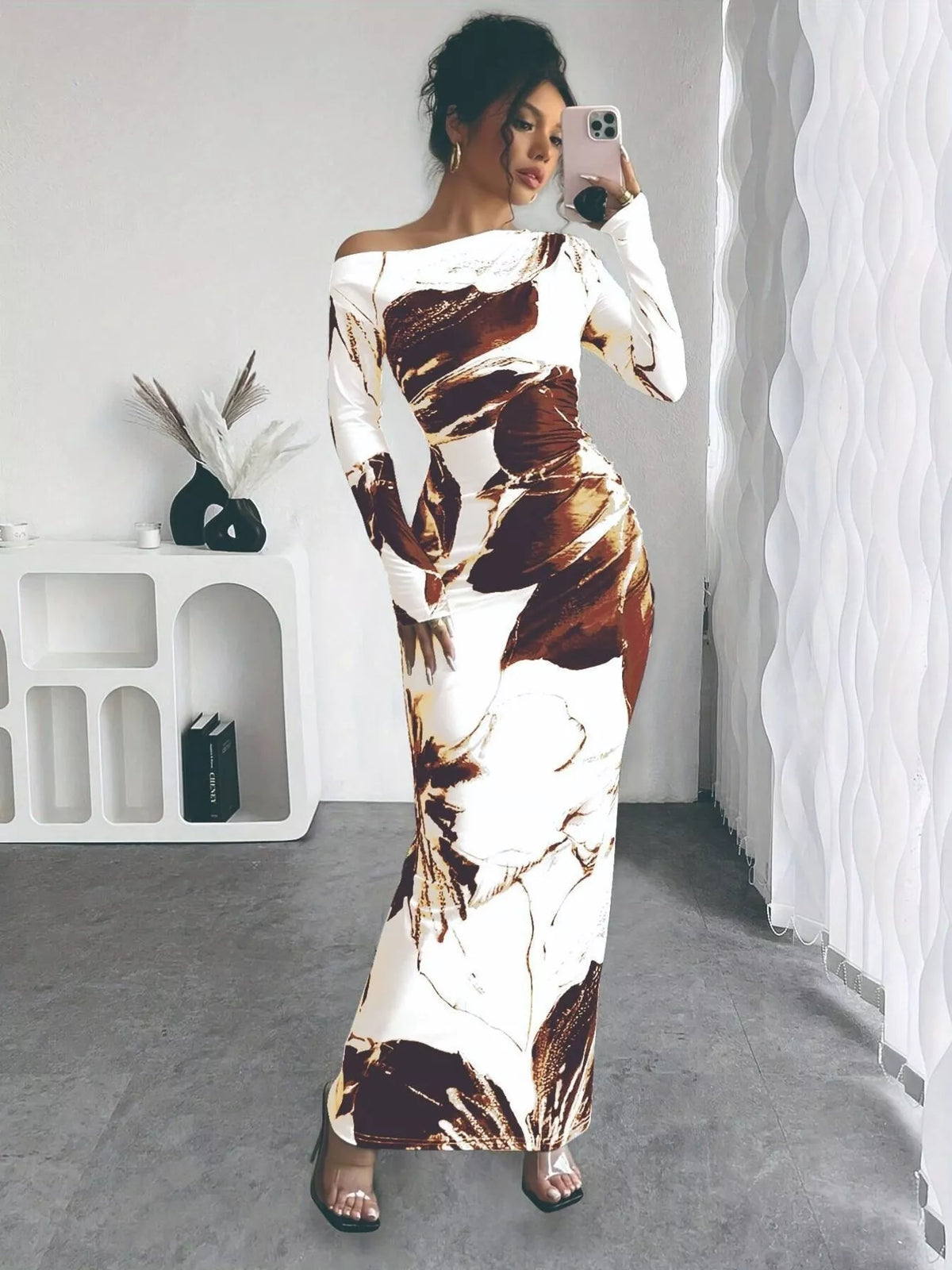 Floral Print One Shoulder Maxi Dress (31)