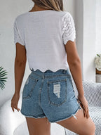 Tied Openwork Short Sleeve Cardigan (6)
