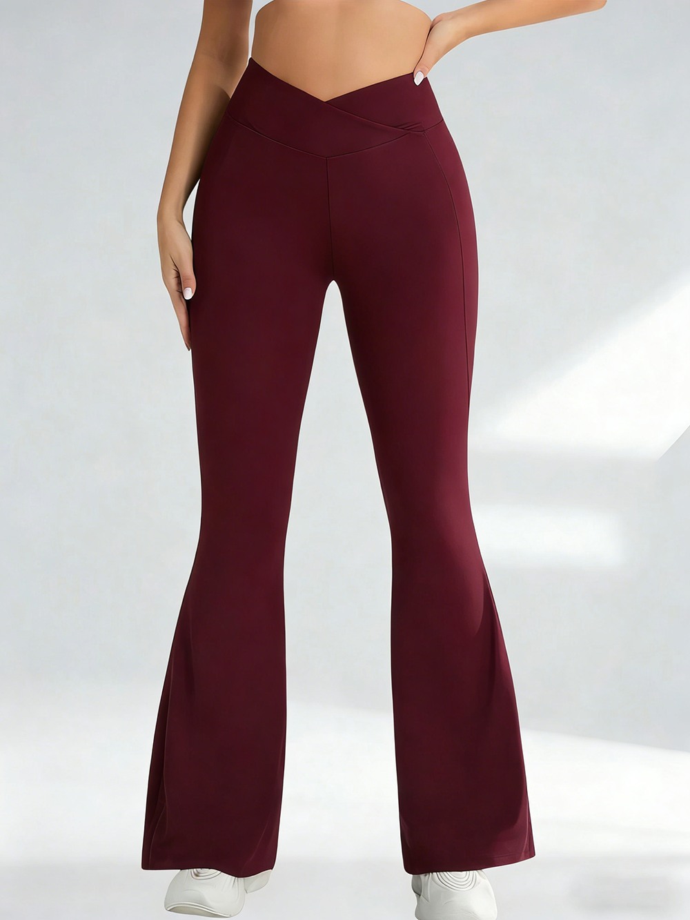 Crossover High Waist Flare Leggings variant CJWF314331401AZ|CJWF314331402BY|CJWF314331403CX|CJWF314331404DW|CJWF314331405EV