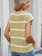 Exposed Seam Striped Round Neck Knit Top (3)