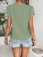 Decorative Button Asymmetrical Neck Blouse (20)