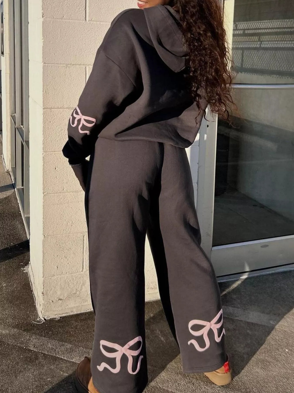 Bow Heart Dropped Shoulder Hoodie Pants Set (12)