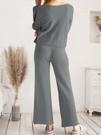Long Sleeve Lounge Top Drawstring Pants Set (9)