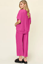 Round Neck Short Sleeve Wide Leg Pants (15)