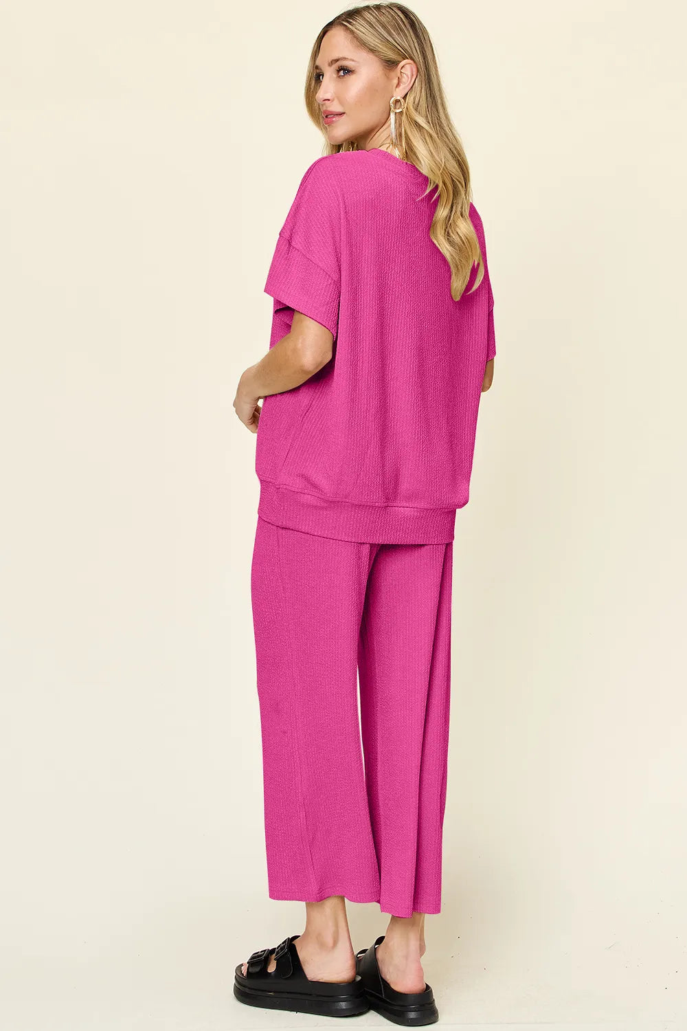 Round Neck Short Sleeve Wide Leg Pants (15)