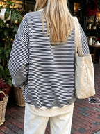 Oversized Striped Crew Neck Sweatshirt (3)
