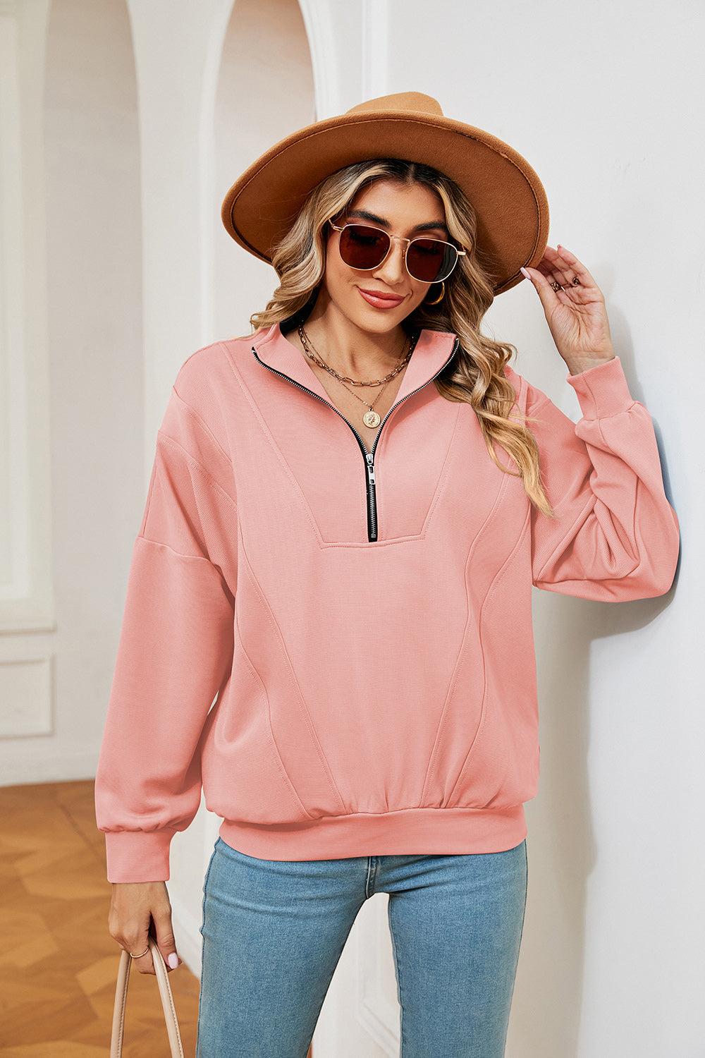 Half-zip Dropped Shoulder Sweatshirt (11)