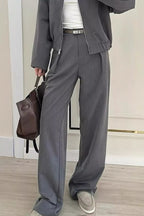 Zip-up Jacket Wide-leg Pants Set (6)