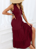 Sleeveless Notched Tiered Midi Dress (13)