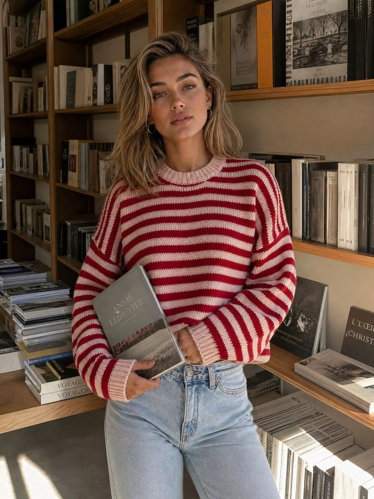 Striped Crew Neck Sweater (2)