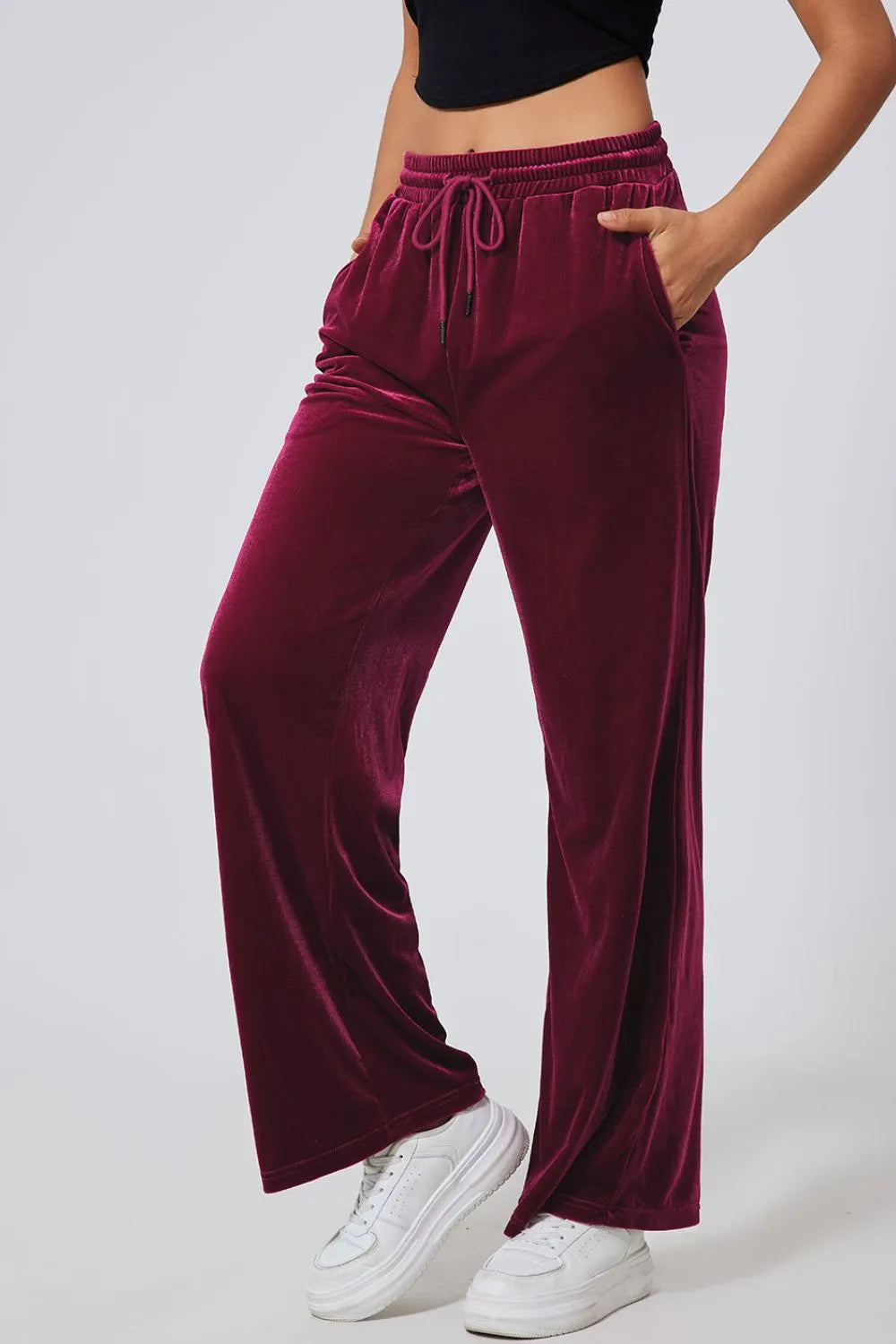 Drawstring Waist Wide Leg Active Pants (10)
