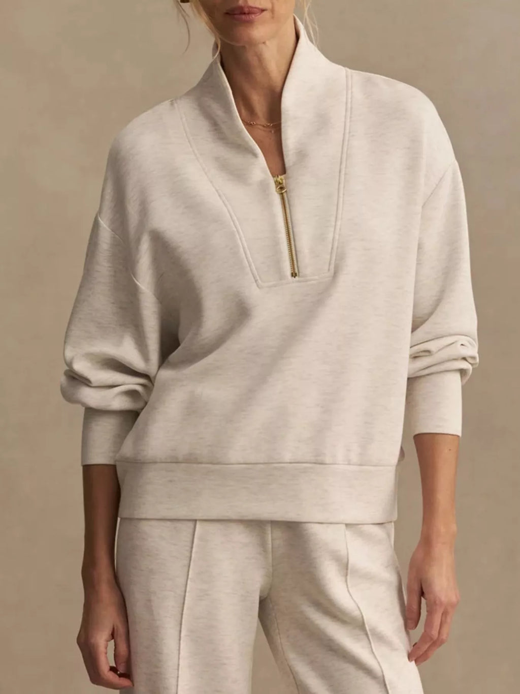 Quarter-zip Sweatshirt Wide-leg Pants Set (2)