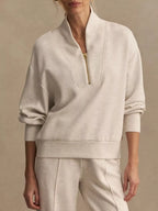Quarter-zip Sweatshirt Wide-leg Pants Set (2)
