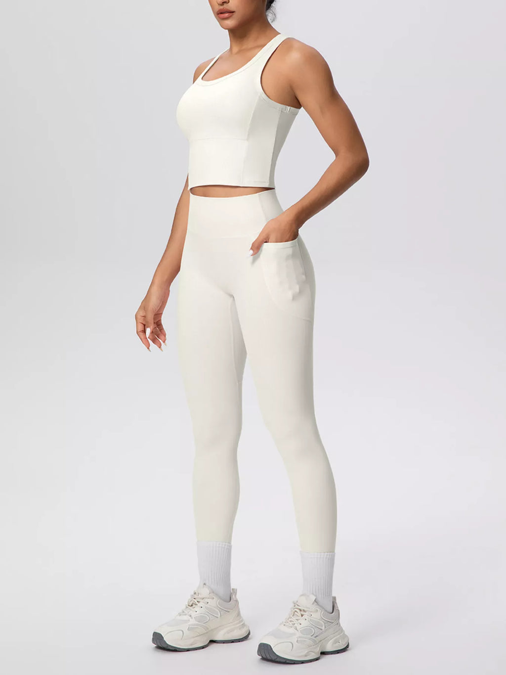 Scoop Neck Tank High-waisted Leggings Active Set (24)