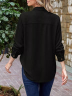 Waffle Knit Button-down Long Sleeve Shirt (13)