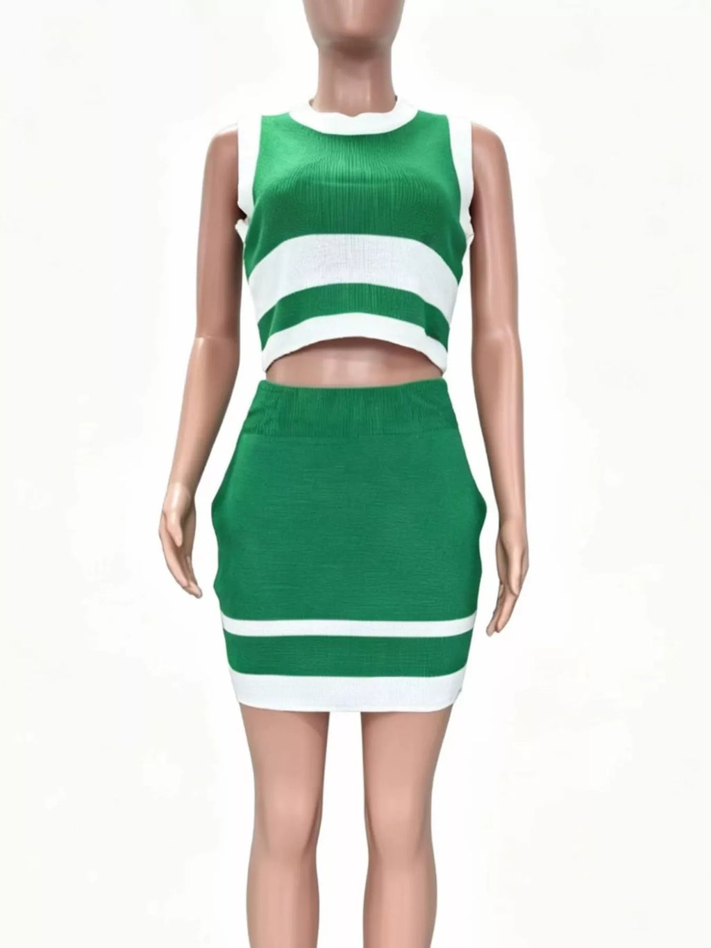Contrast Trim Tank Skirt Knit Set (7)