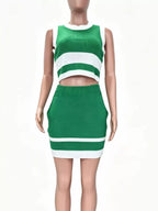 Contrast Trim Tank Skirt Knit Set (7)